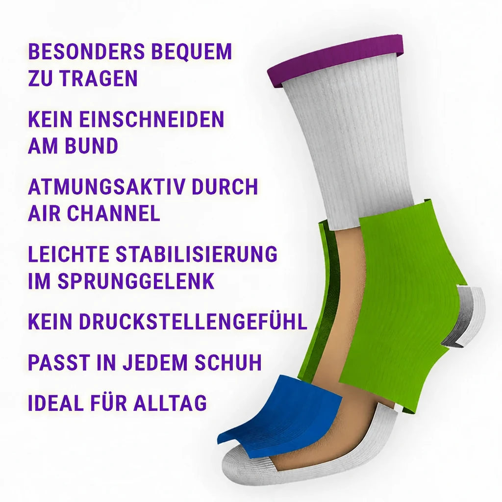 FußGut Sprunggelenk Komfort-Socken mit leichter Stabilisierung und atmungsaktivem Air Channel System