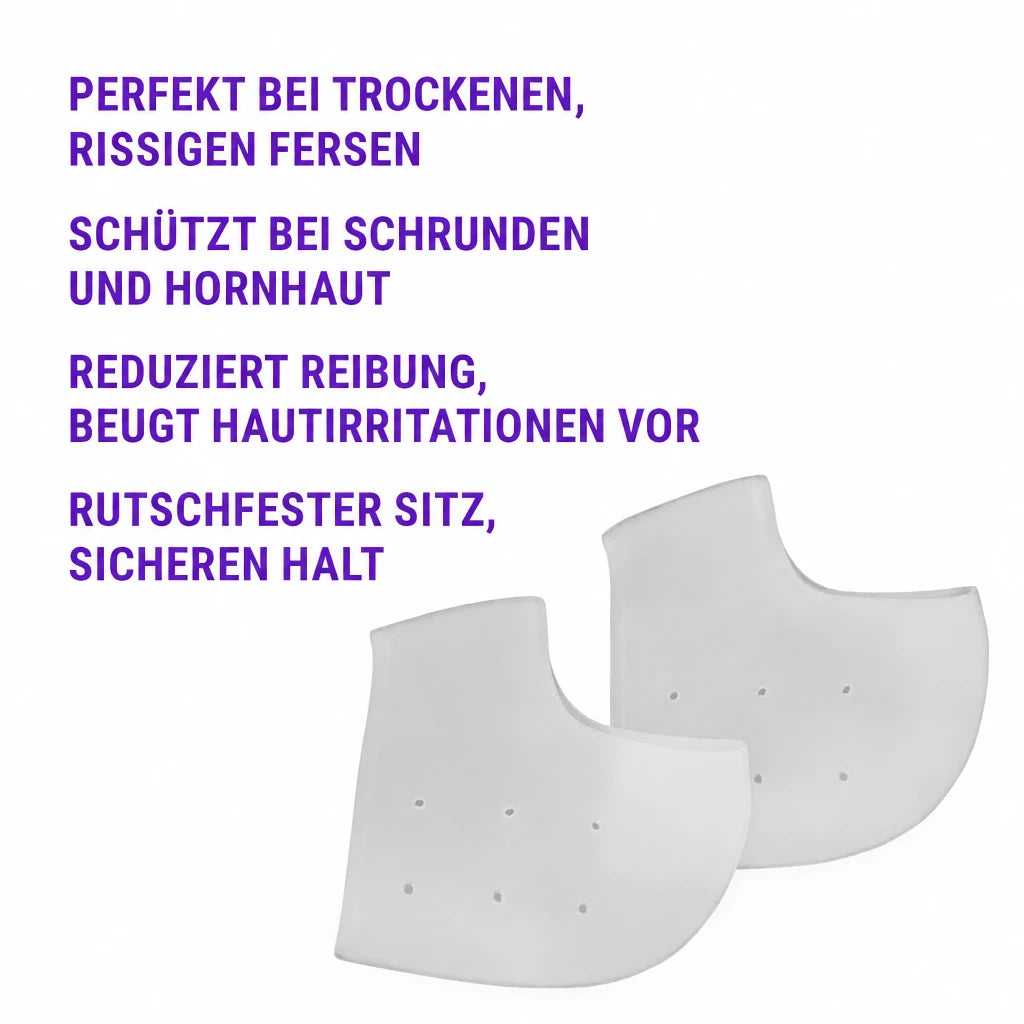 Weiche FußGut Gel-Fersenkappe mit sicherem Halt zum Schutz trockener und empfindlicher Fersen