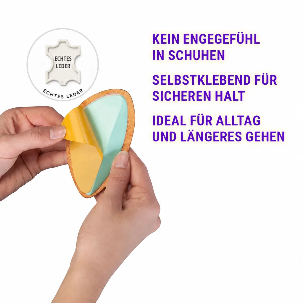 FußGut Fußgewölbe-Stützpads aus echtem Leder – selbstklebend & für den Alltag