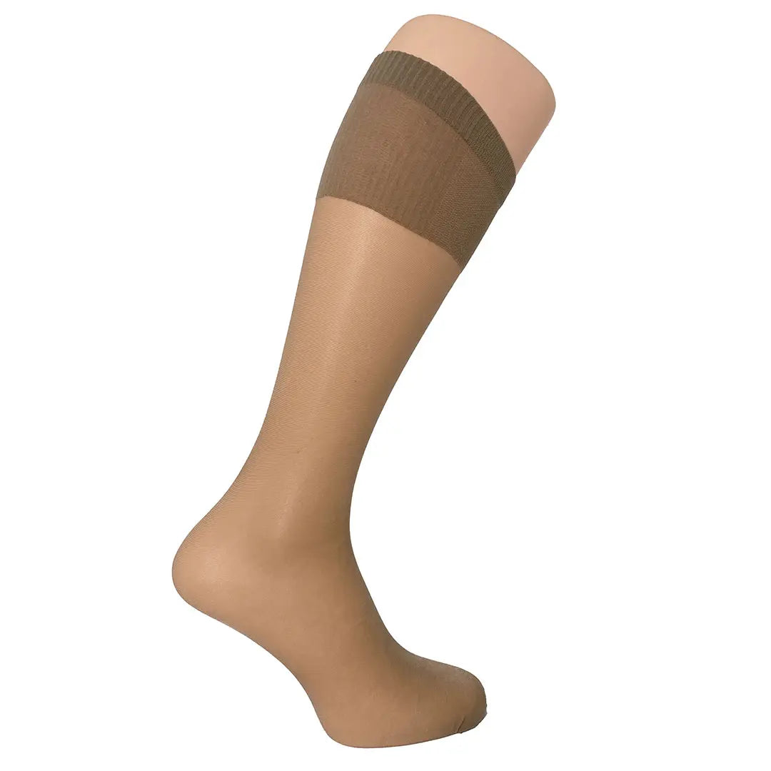 Janastyle BIG Feinkniestrümpfe in Beige – extra weiter Komfortbund für breite Waden (41-48 cm), ideal für empfindliche Beine.
