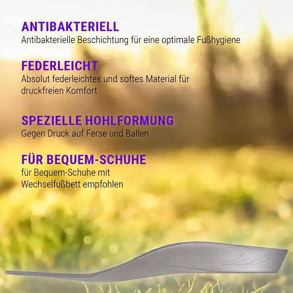 Soft-Einlagen mit antibakterieller Beschichtung und spezieller Hohlformung für Druckentlastung